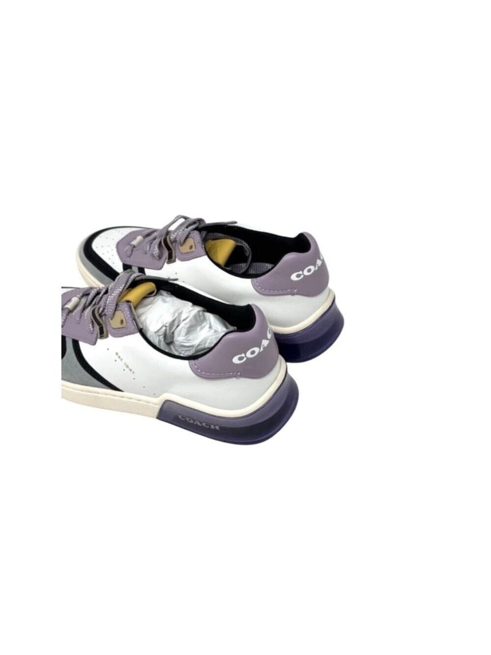 Coach Citysole Sue Court Sneakers 7.5 White/Soft Lavender in box - Picture 3 of 8